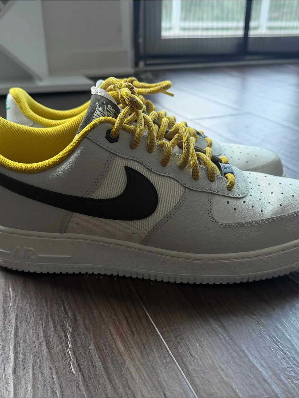 Nike Air Force 1 ‘07 LV8 — White/Olive/Yellow — Men’s Size 12